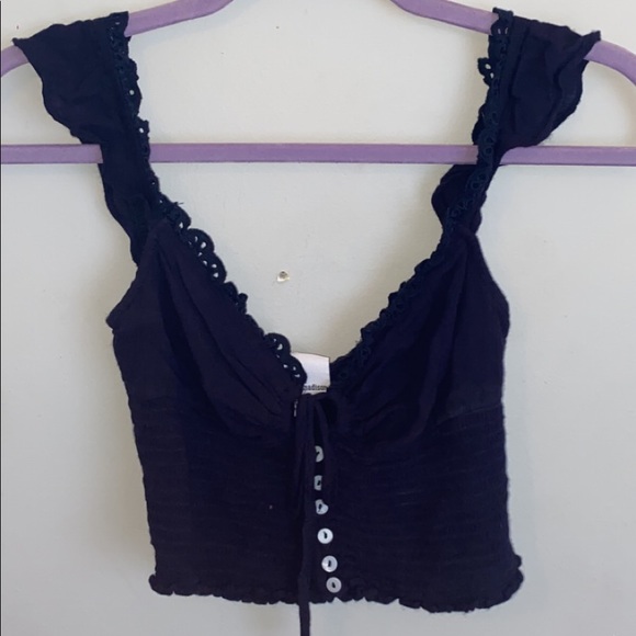 Blue crop top with tie - Picture 2 of 4